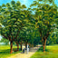 Lovers Lane Audubon Park New Orleans in 1908 Painting Print (7 Sizes)