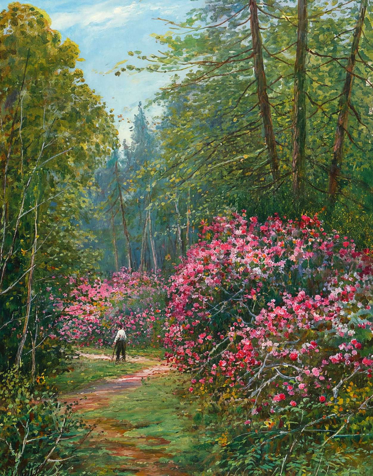 Rhododendrons in Full Bloom New Forest in 1929 Art Print (7 Sizes)