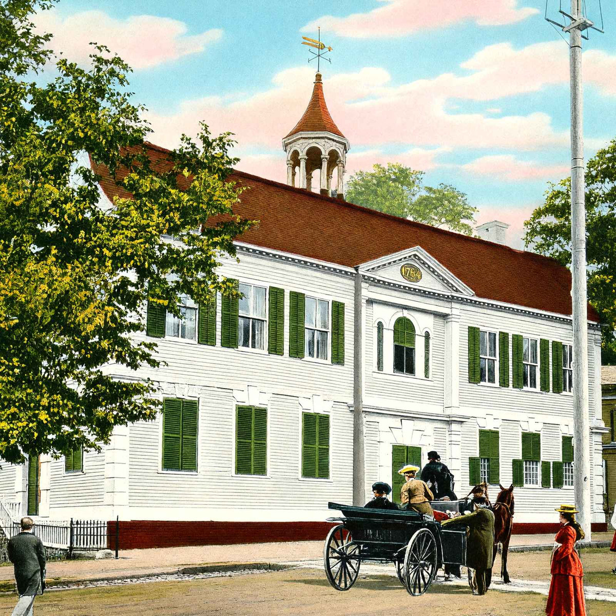 Old Court House and Firemen's Monument New London in 1905 Vintage Print