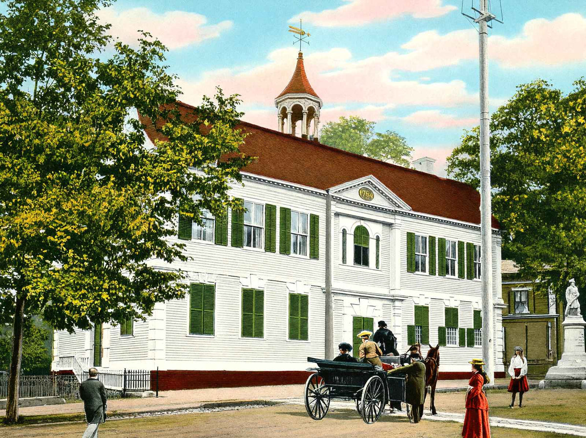 Old Court House and Firemen's Monument New London in 1905 Vintage Print
