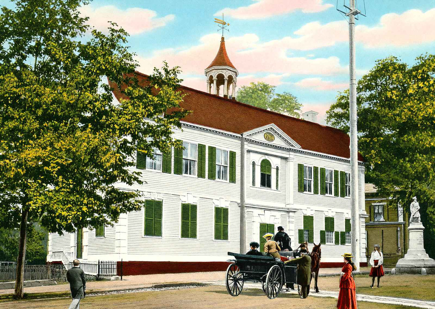 Old Court House and Firemen's Monument New London in 1905 Vintage Print