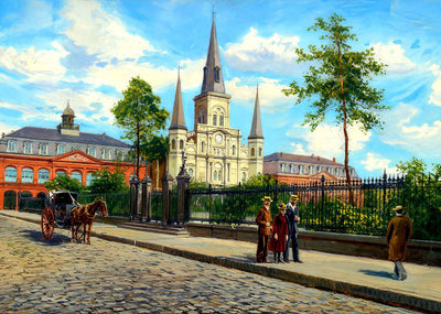 Jackson Square New Orleans in 1905 Painting Print (7 Sizes) - Restored