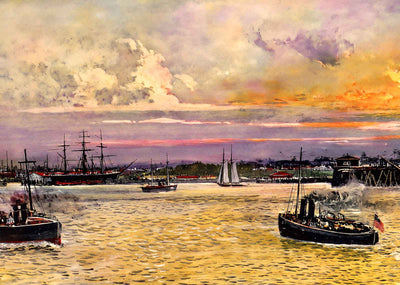 Newport News VA in 1907 Vintage Print (7 Sizes) - Restored