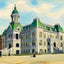 City Hall and Industrial School Newport RI in 1907 Art Print (7 Sizes)