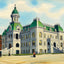 City Hall and Industrial School Newport RI in 1907 Art Print (7 Sizes)