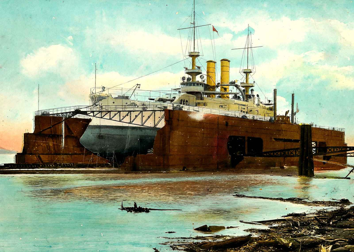 Naval Dry Dock Algiers in 1908 Painting Print (7 Sizes) - Premium Print