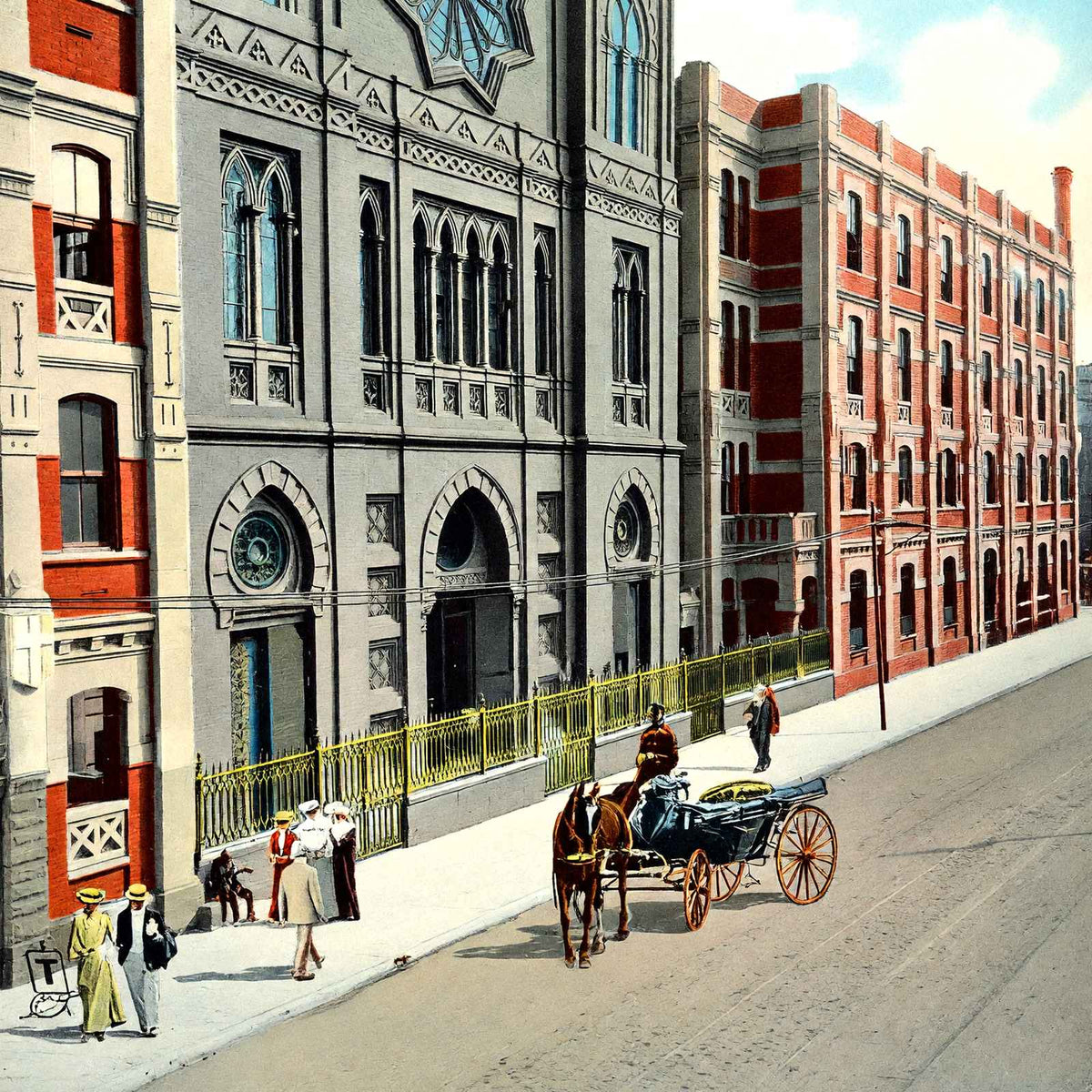 Jesuits Church and College New Orleans in 1908 Vintage Print (7 Sizes)