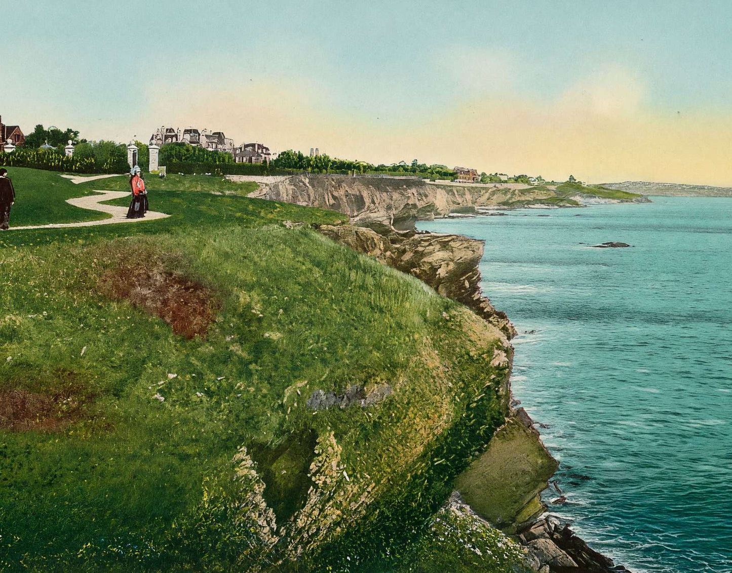 Cliff Walk from the Breakers Newport RI in 1907 Vintage Print (7 Sizes)