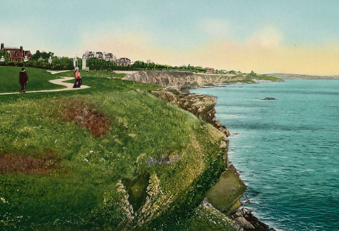 Cliff Walk from the Breakers Newport RI in 1907 Vintage Print (7 Sizes)