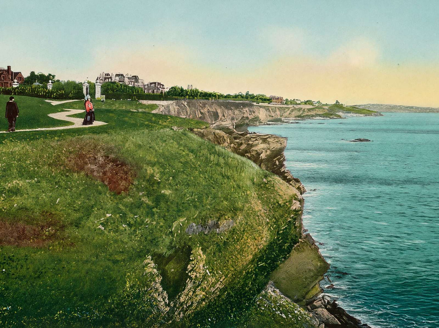 Cliff Walk from the Breakers Newport RI in 1907 Vintage Print (7 Sizes)