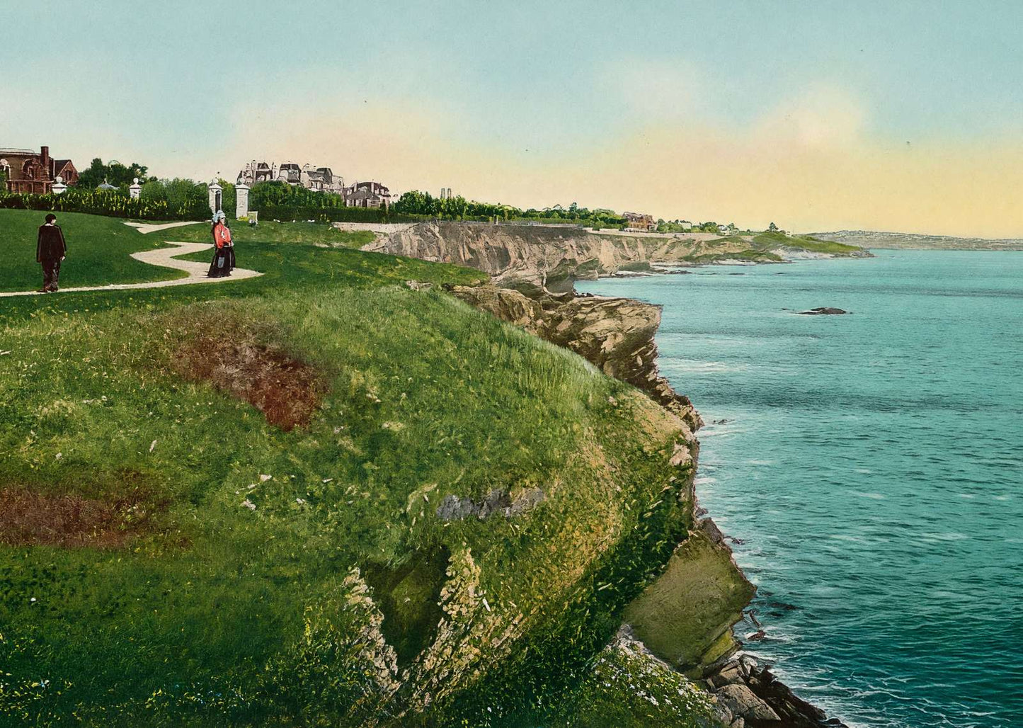 Cliff Walk from the Breakers Newport RI in 1907 Vintage Print (7 Sizes)