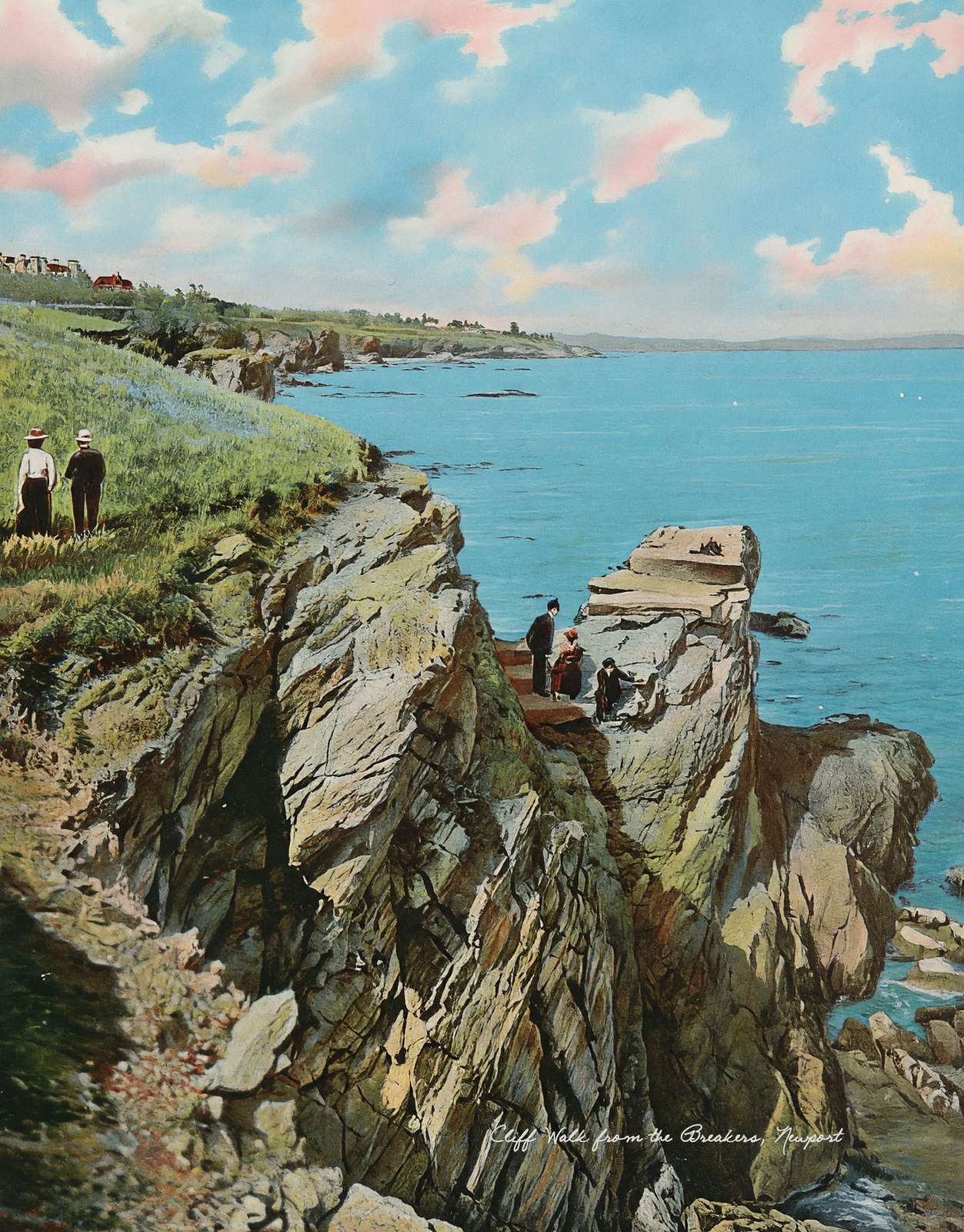 Cliff Walk from the Breakers Newport RI in 1905 Vintage Print (7 Sizes)