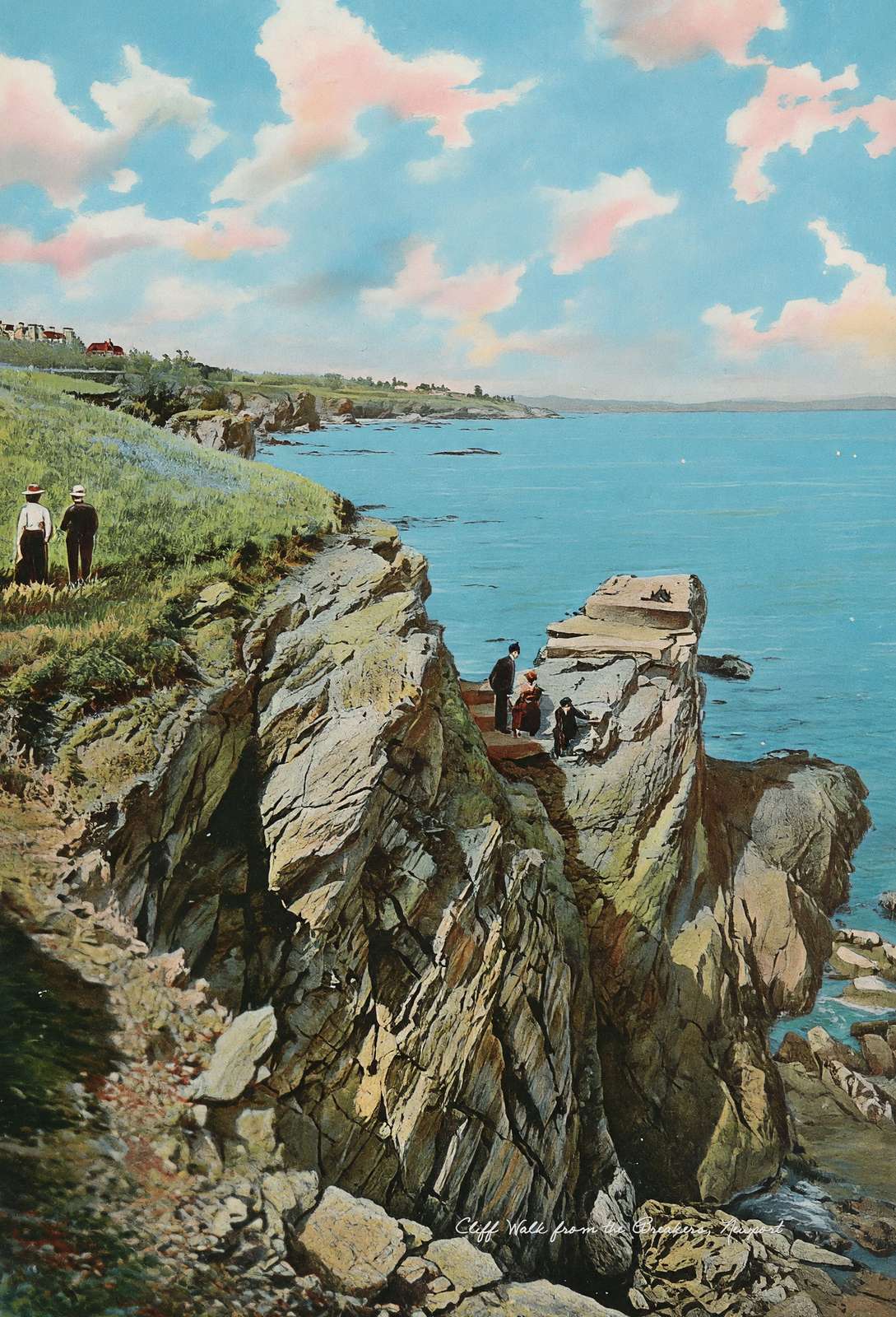 Cliff Walk from the Breakers Newport RI in 1905 Vintage Print (7 Sizes)