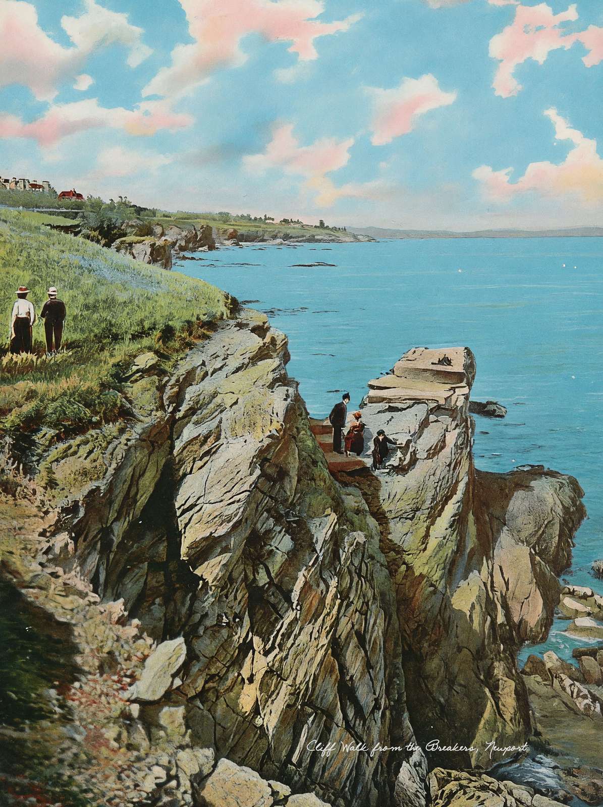 Cliff Walk from the Breakers Newport RI in 1905 Vintage Print (7 Sizes)