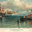 New York Harbor with Brooklyn Bridge by Melrose Reproduction Art Print (6 Sizes)