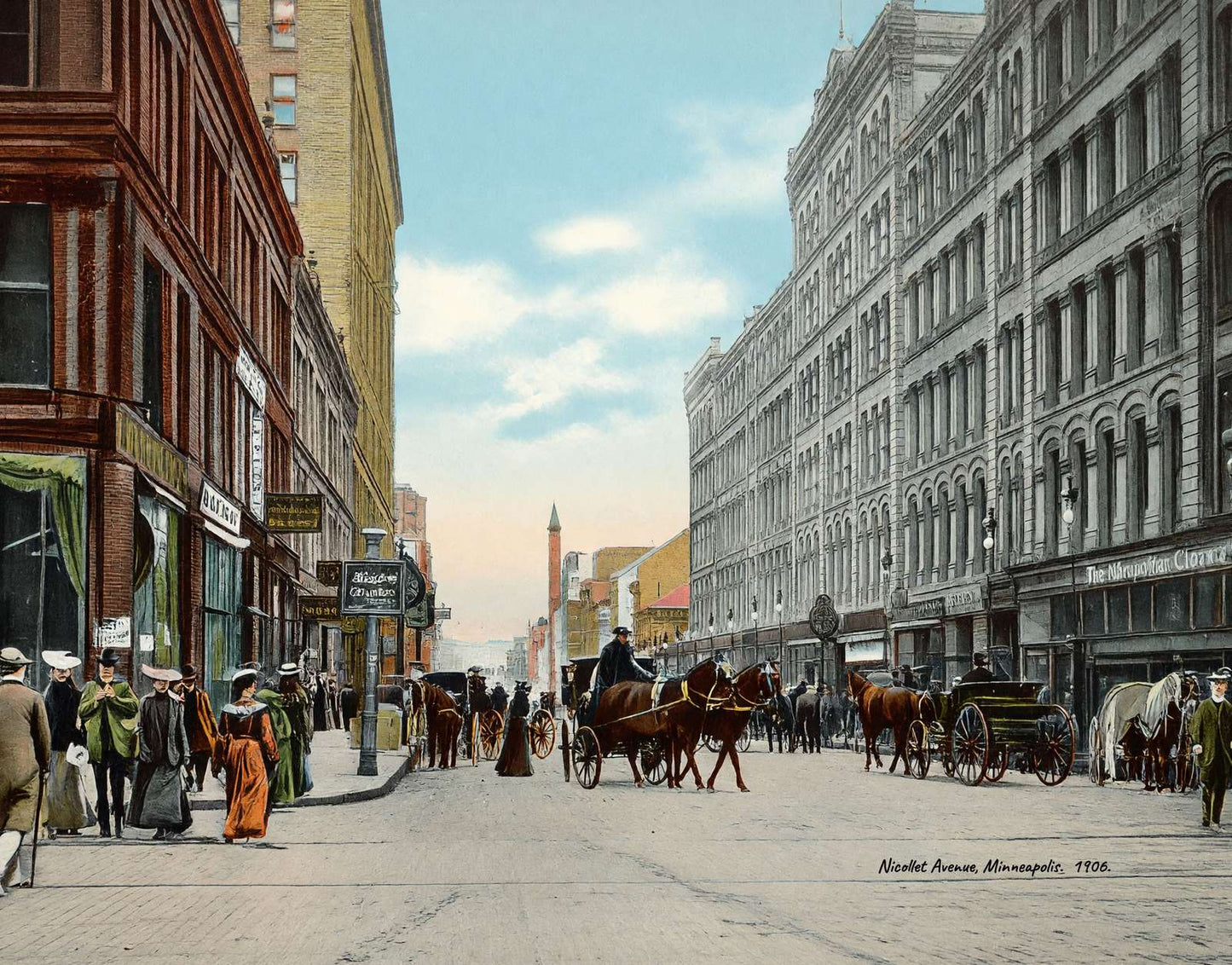 Nicollet Avenue Minneapolis in 1906 Vintage Print (7 Sizes) - Restored