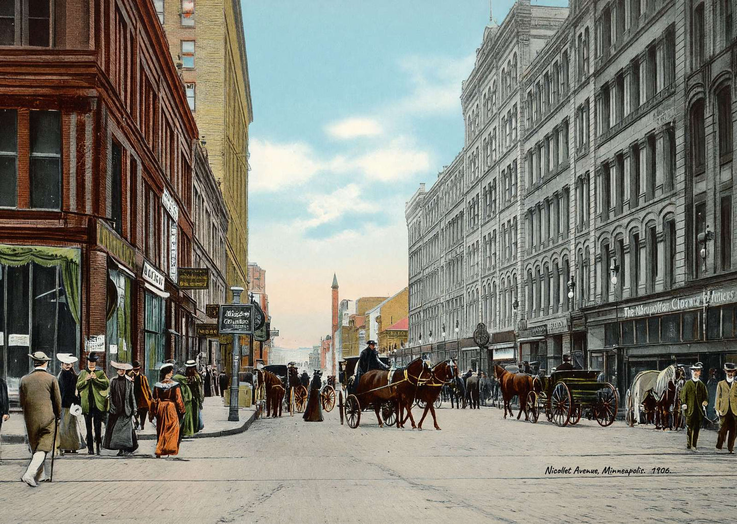 Nicollet Avenue Minneapolis in 1906 Vintage Print (7 Sizes) - Restored