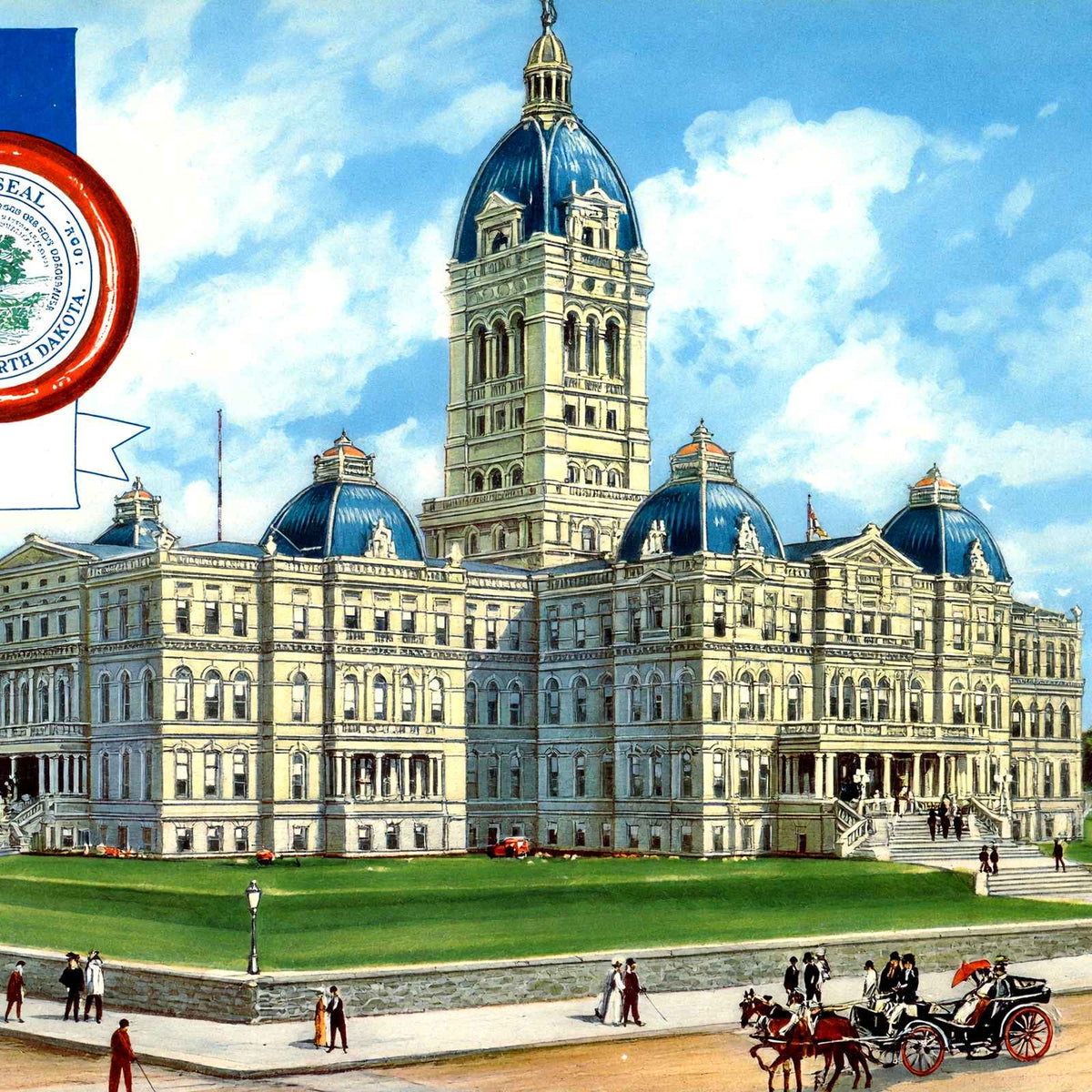 North Dakota State Capitol Bismarck in 1906 Vintage Print (7 Sizes) - Retouched