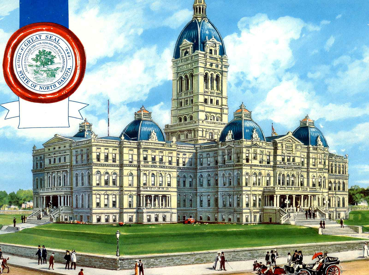 North Dakota State Capitol Bismarck in 1906 Vintage Print (7 Sizes) - Retouched