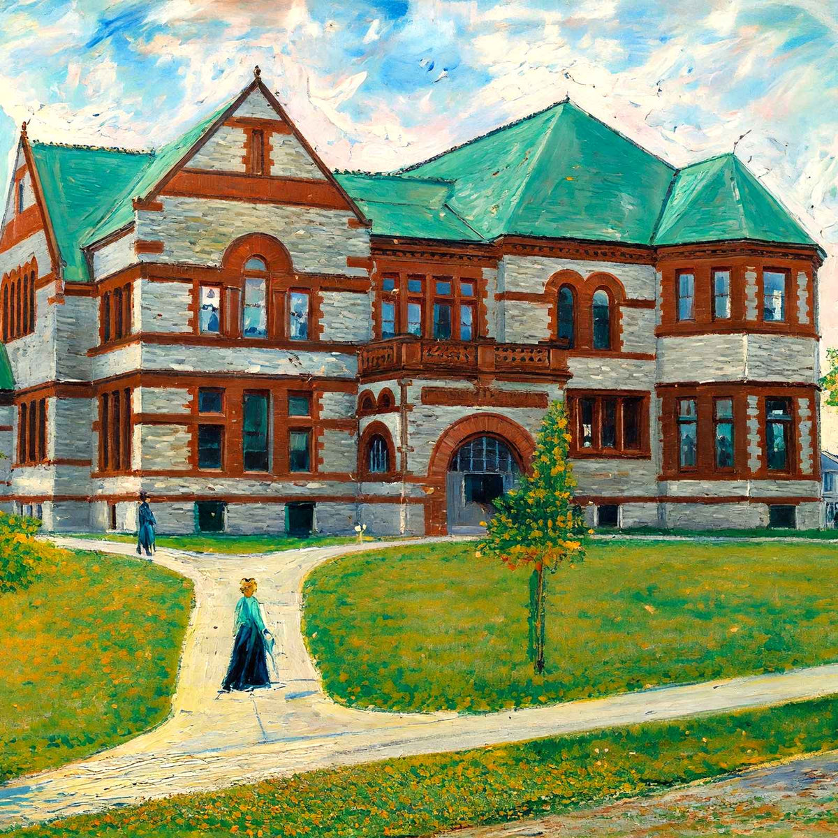 Forbes Library, Northampton, Massachusetts in 1907 Art Print (7 Sizes)