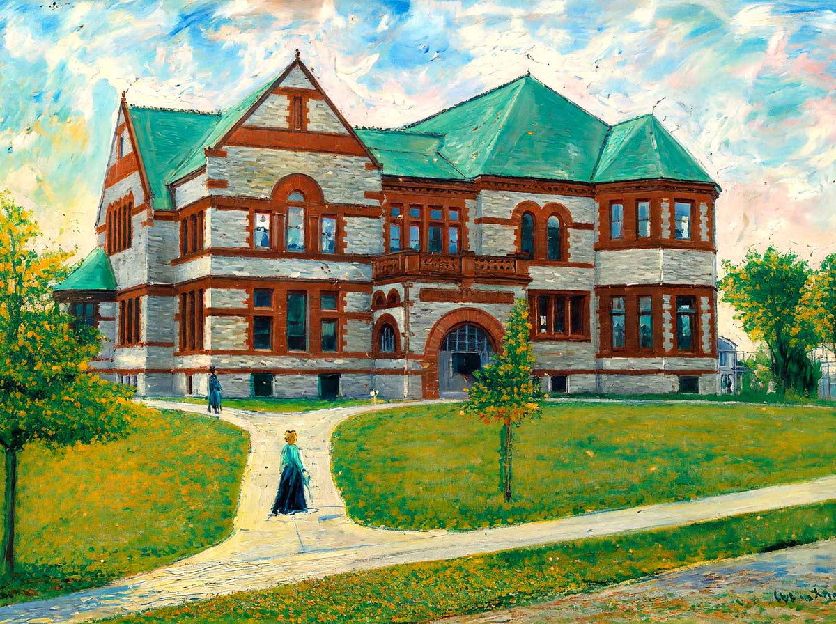 Forbes Library, Northampton, Massachusetts in 1907 Art Print (7 Sizes)