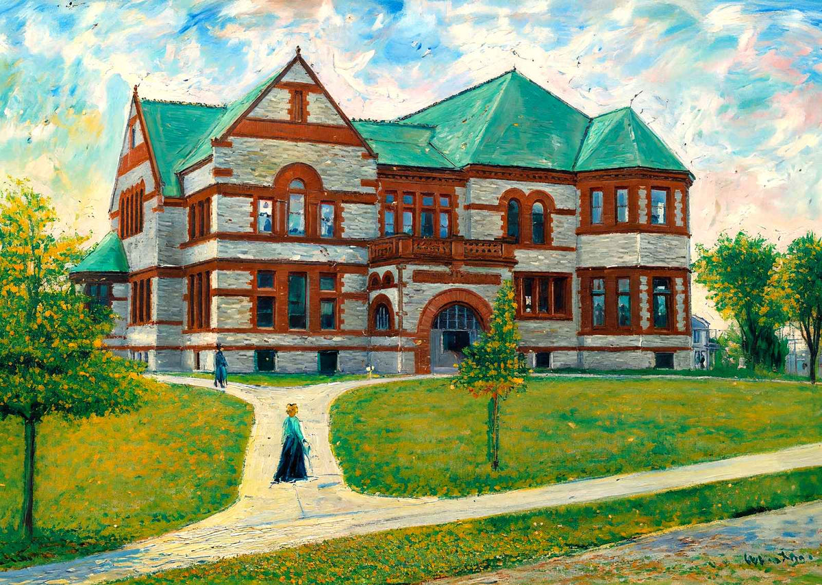 Forbes Library, Northampton, Massachusetts in 1907 Art Print (7 Sizes)