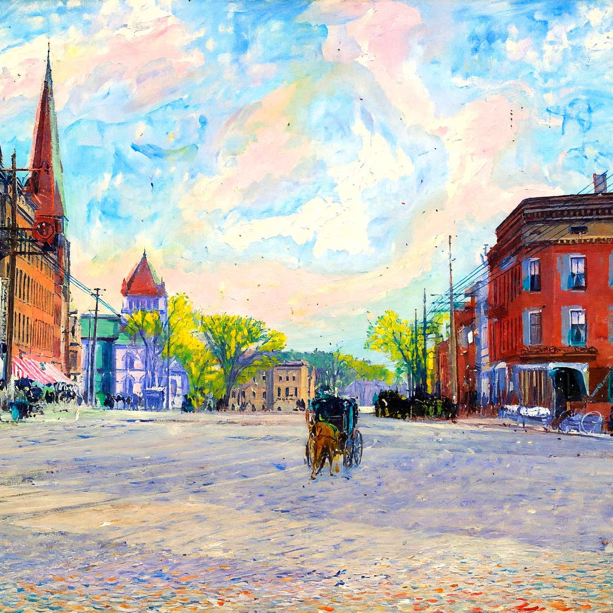 Main Street, Northampton, Massachusetts in 1907 Art Print (7 Sizes)