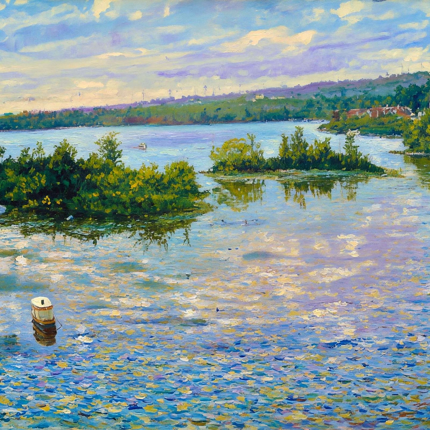 Messalonskee Lake Oakland Maine in 1905 Art Print (7 Sizes) - Retouched