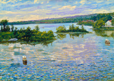 Messalonskee Lake Oakland Maine in 1905 Art Print (7 Sizes) - Retouched