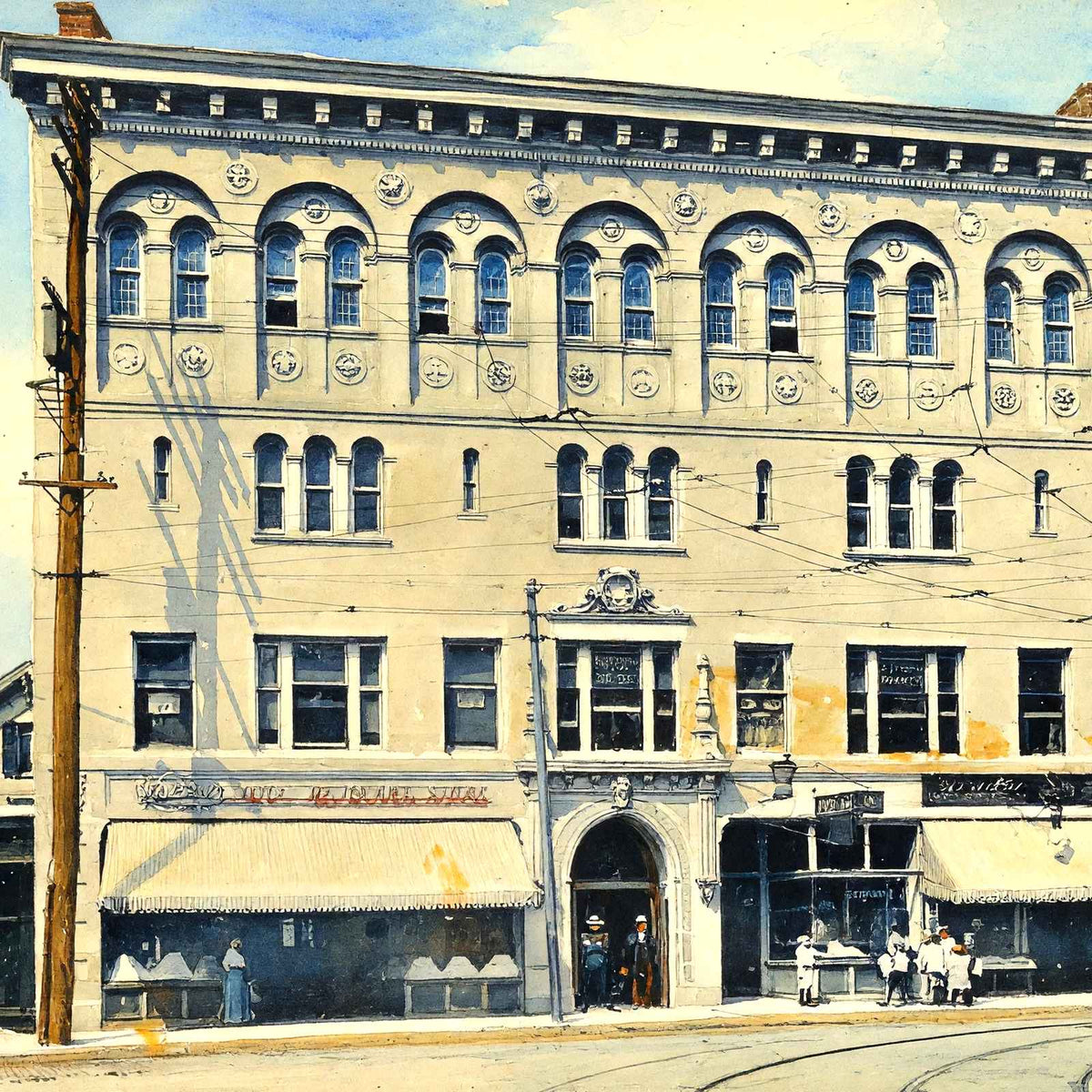 Odd Fellows' Building Malden MA in 1910 Art Print (7 Sizes) - Archival Paper