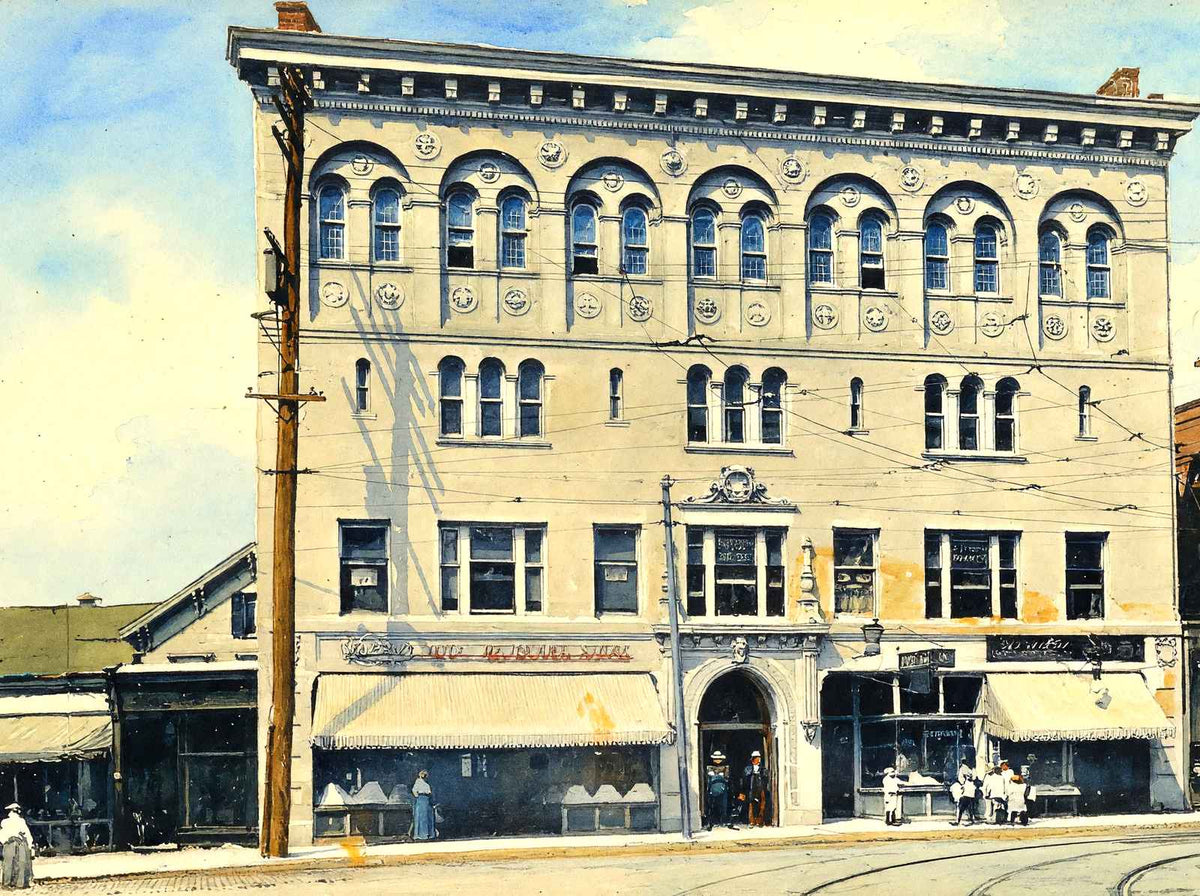 Odd Fellows' Building Malden MA in 1910 Art Print (7 Sizes) - Archival Paper