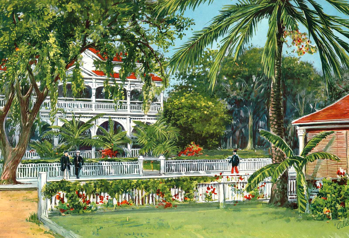 Officers' Club Honolulu in 1909 Vintage Print (7 Sizes) - Enhanced