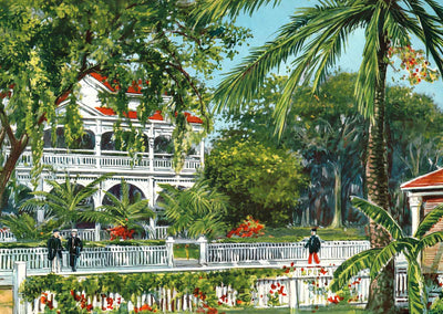 Officers' Club Honolulu in 1909 Vintage Print (7 Sizes) - Enhanced