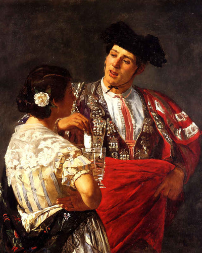 Offering the Panel to the Bullfighter fine art print by Mary Cassatt (1873)