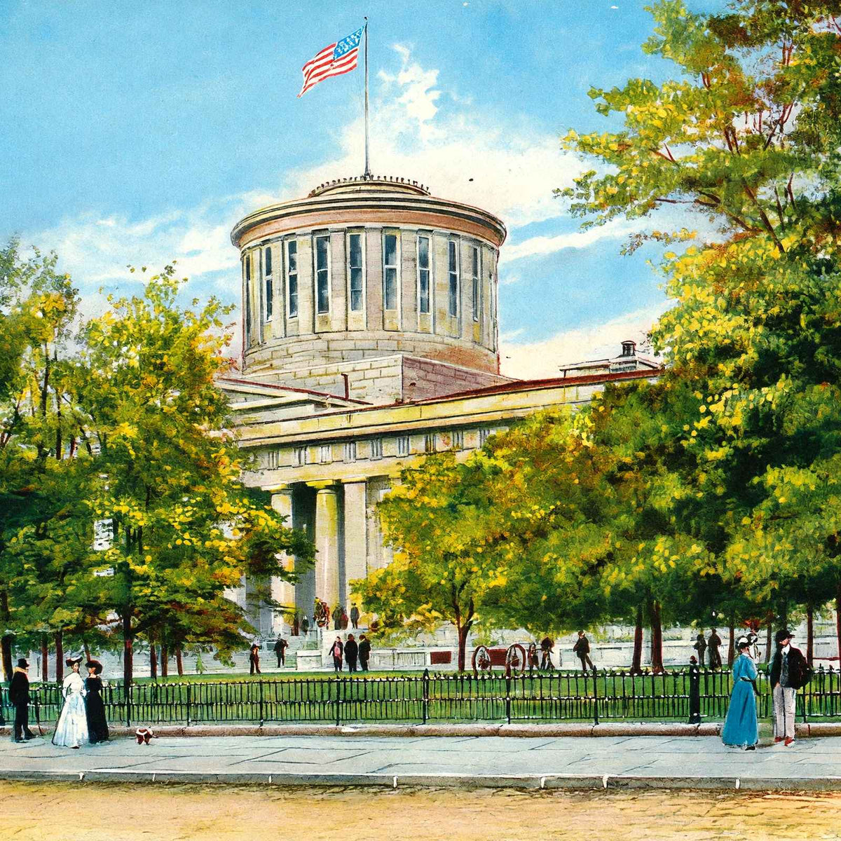 Ohio State Capitol Columbus in 1906 Vintage Print (7 Sizes) - Shipped Flat