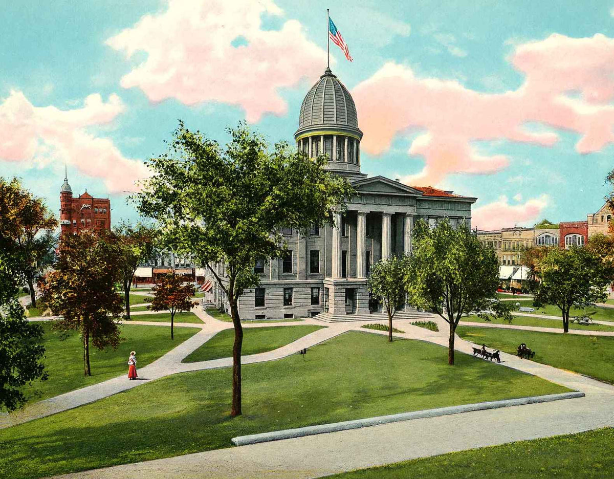 Old State House Springfield Illinois in 1907 Vintage Print (7 Sizes) - Restored