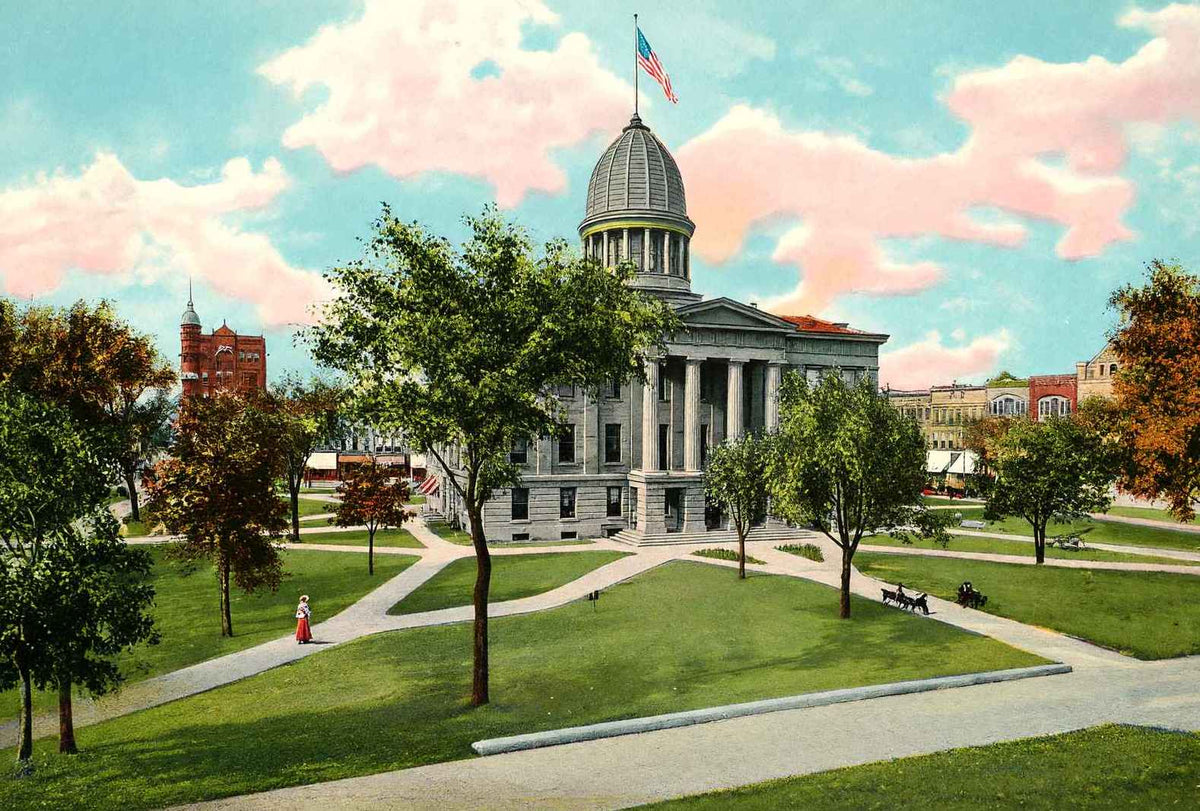 Old State House Springfield Illinois in 1907 Vintage Print (7 Sizes) - Restored