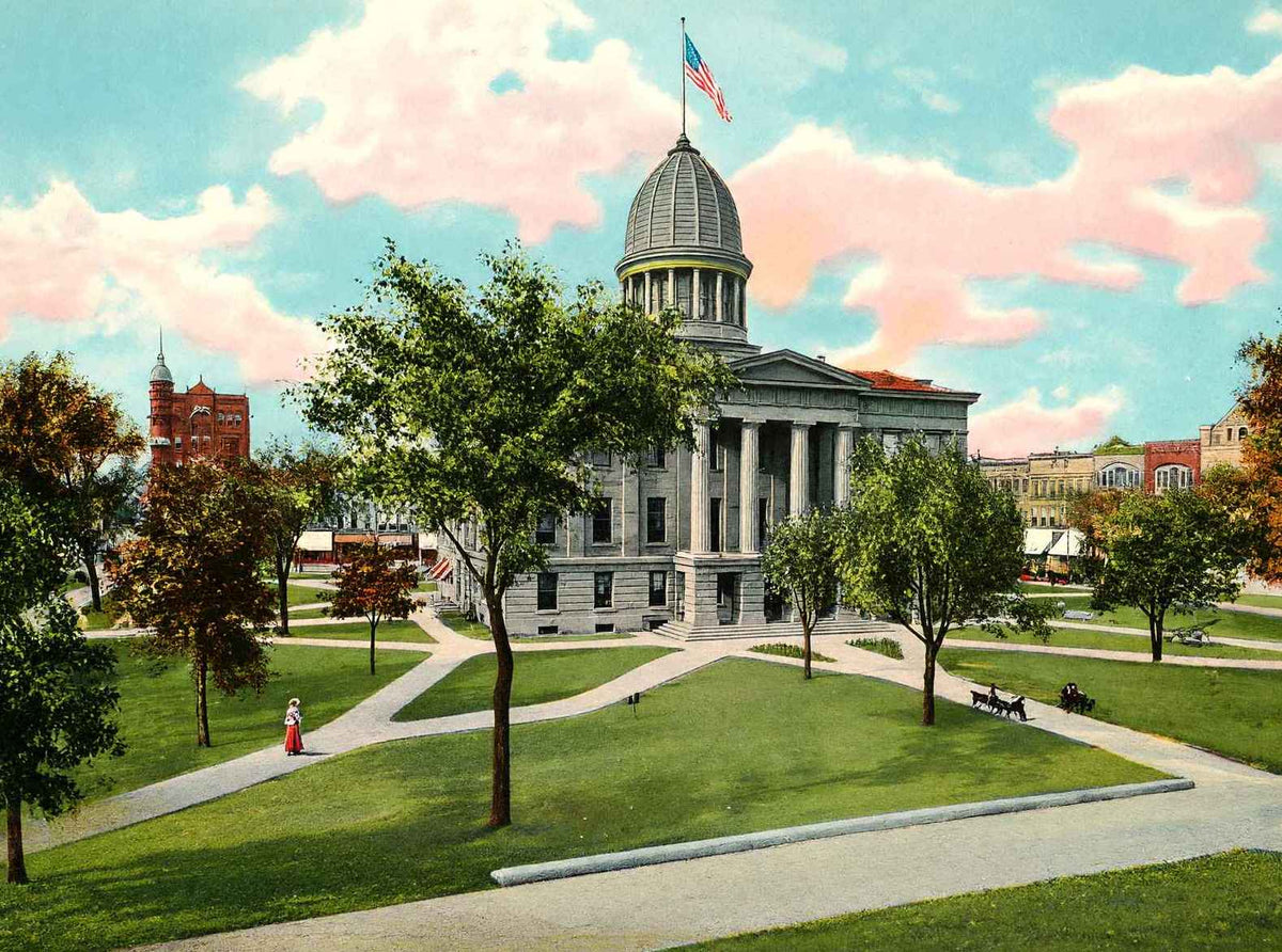 Old State House Springfield Illinois in 1907 Vintage Print (7 Sizes) - Restored