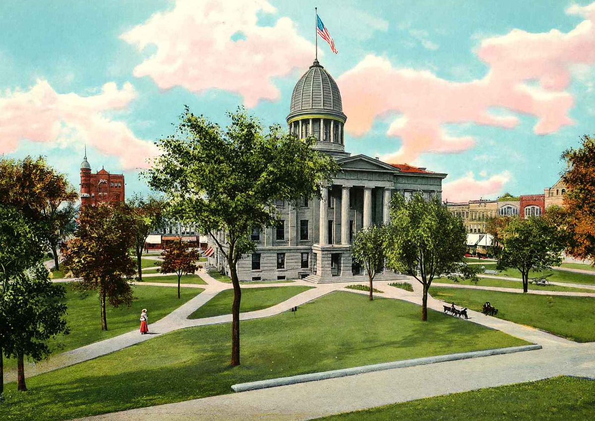 Old State House Springfield Illinois in 1907 Vintage Print (7 Sizes) - Restored
