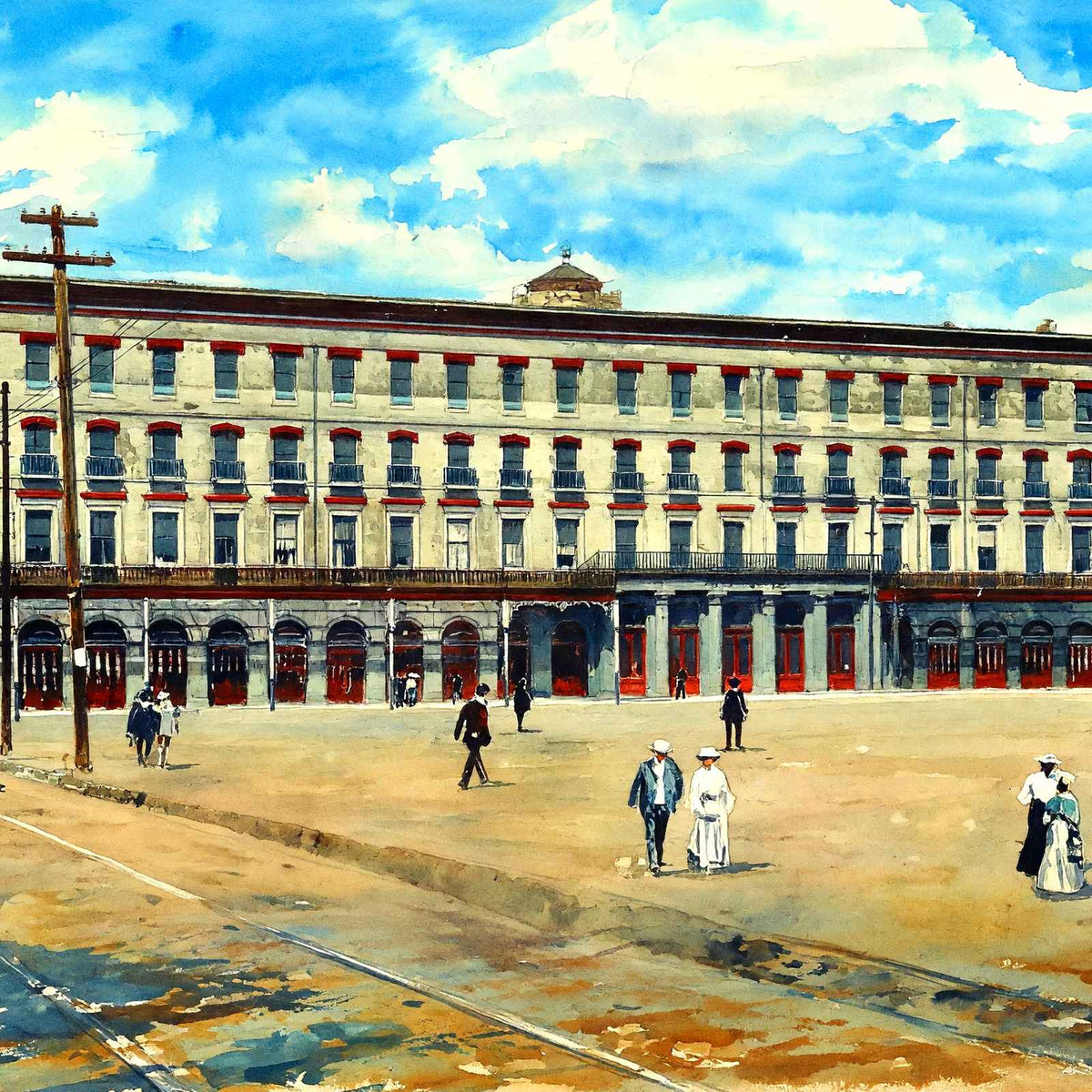 Old St Louis Hotel New Orleans in 1907 Art Print (7 Sizes) - High Quality