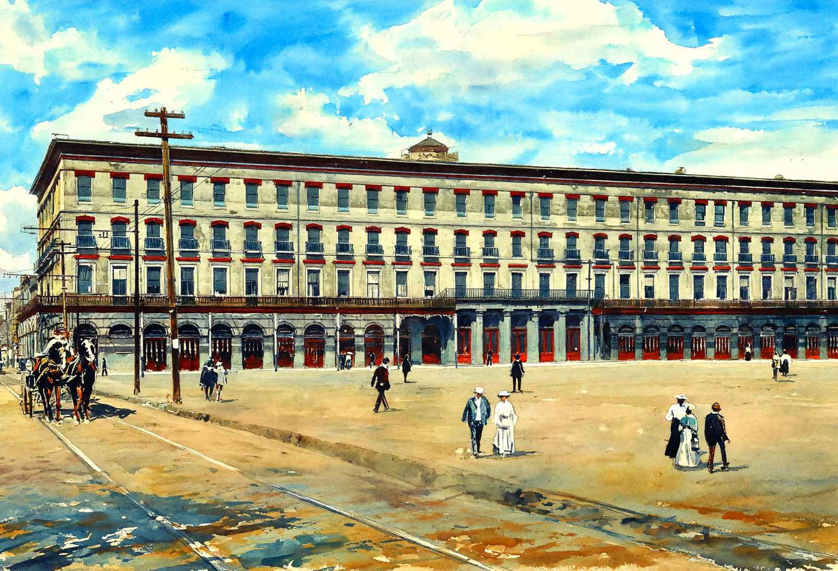 Old St Louis Hotel New Orleans in 1907 Art Print (7 Sizes) - High Quality