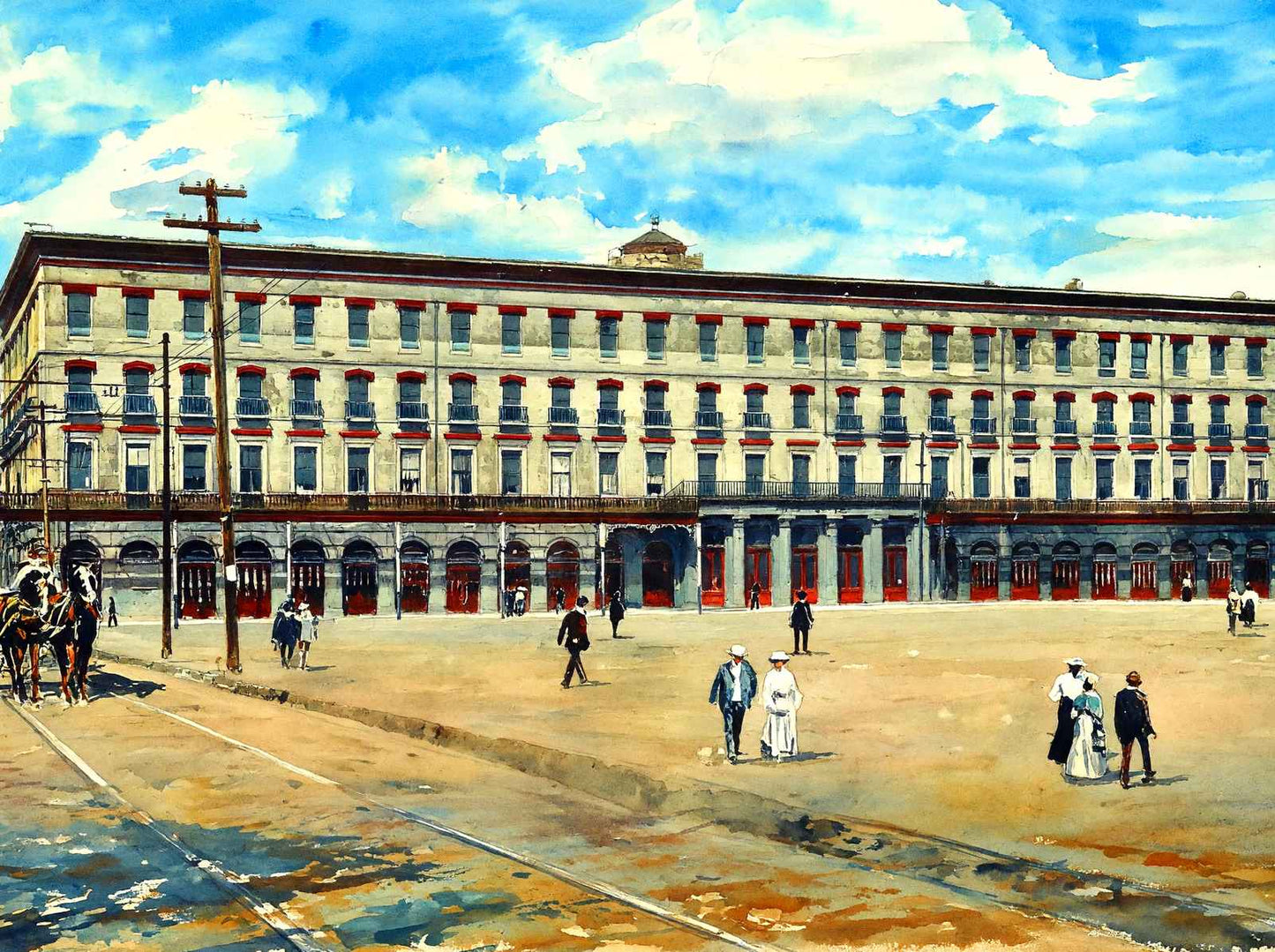 Old St Louis Hotel New Orleans in 1907 Art Print (7 Sizes) - High Quality