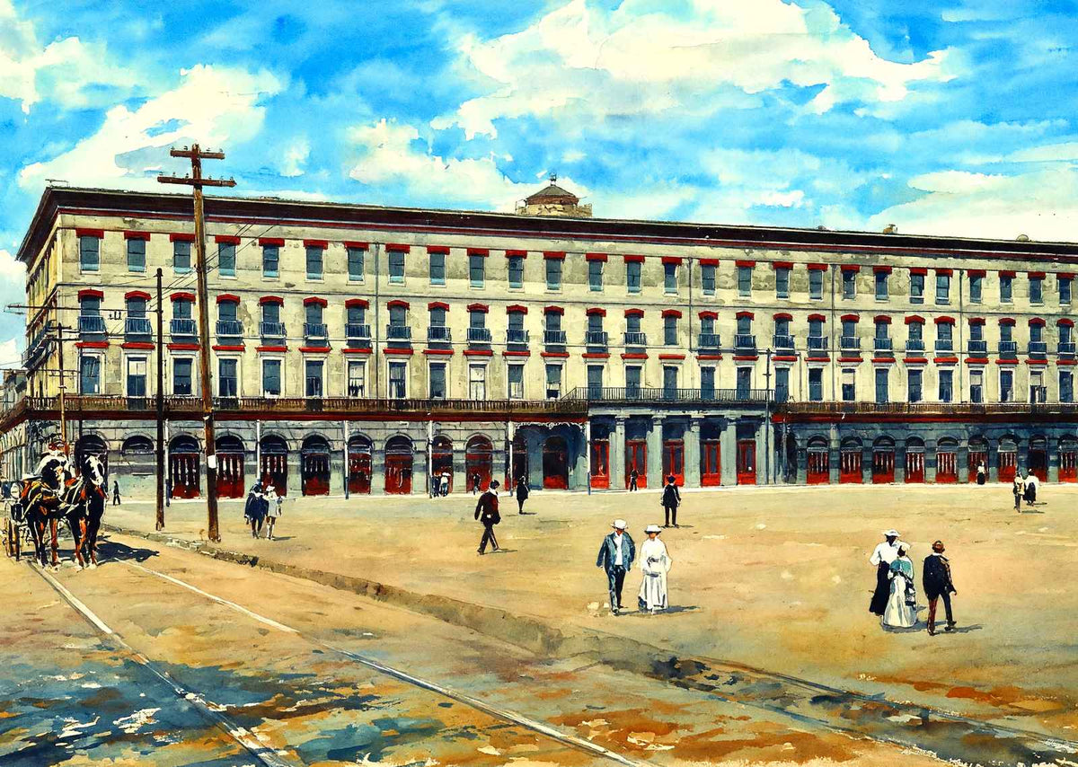 Old St Louis Hotel New Orleans in 1907 Art Print (7 Sizes) - High Quality
