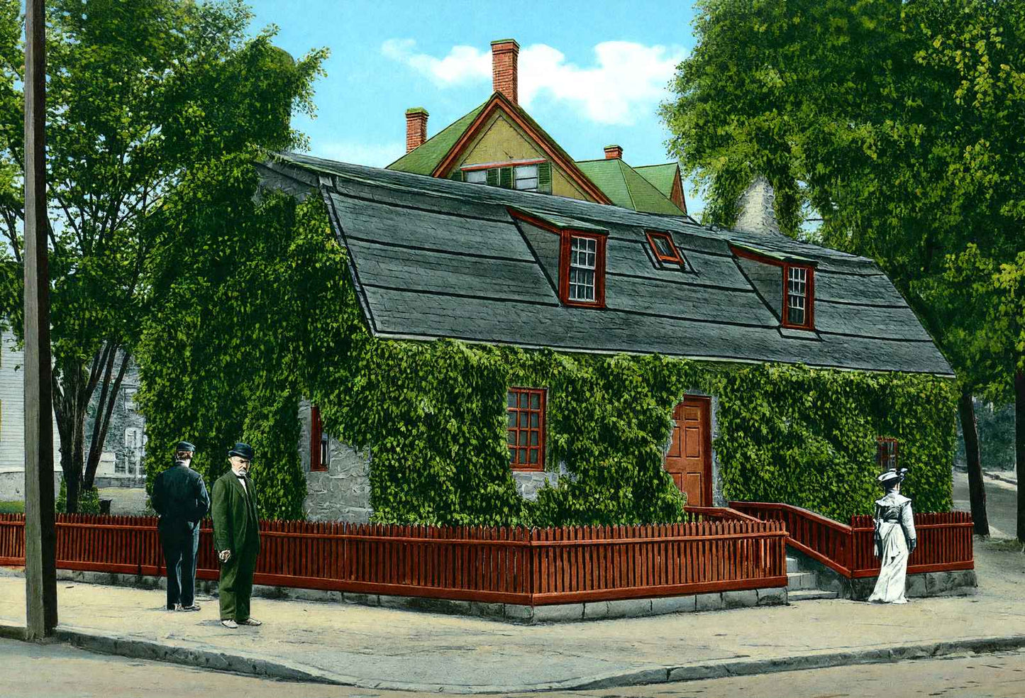 Old Huguenot House New London in 1905 Vintage Print (7 Sizes) - Premium Print