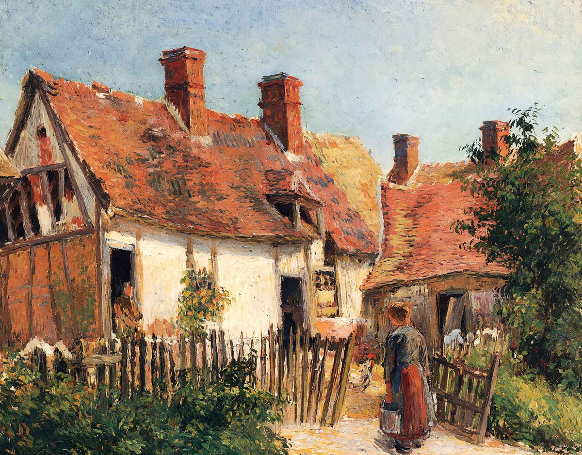 Old Houses at Eragny 1884 Painting by Camille Pissarro Art Print (6 Sizes)