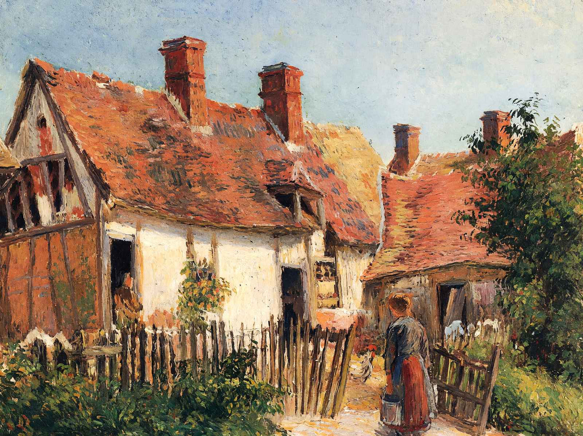 Old Houses at Eragny 1884 Painting by Camille Pissarro Art Print (6 Sizes)