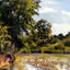 Old Woman with Ducks at Montfoucault painting print by Camille Pissarro