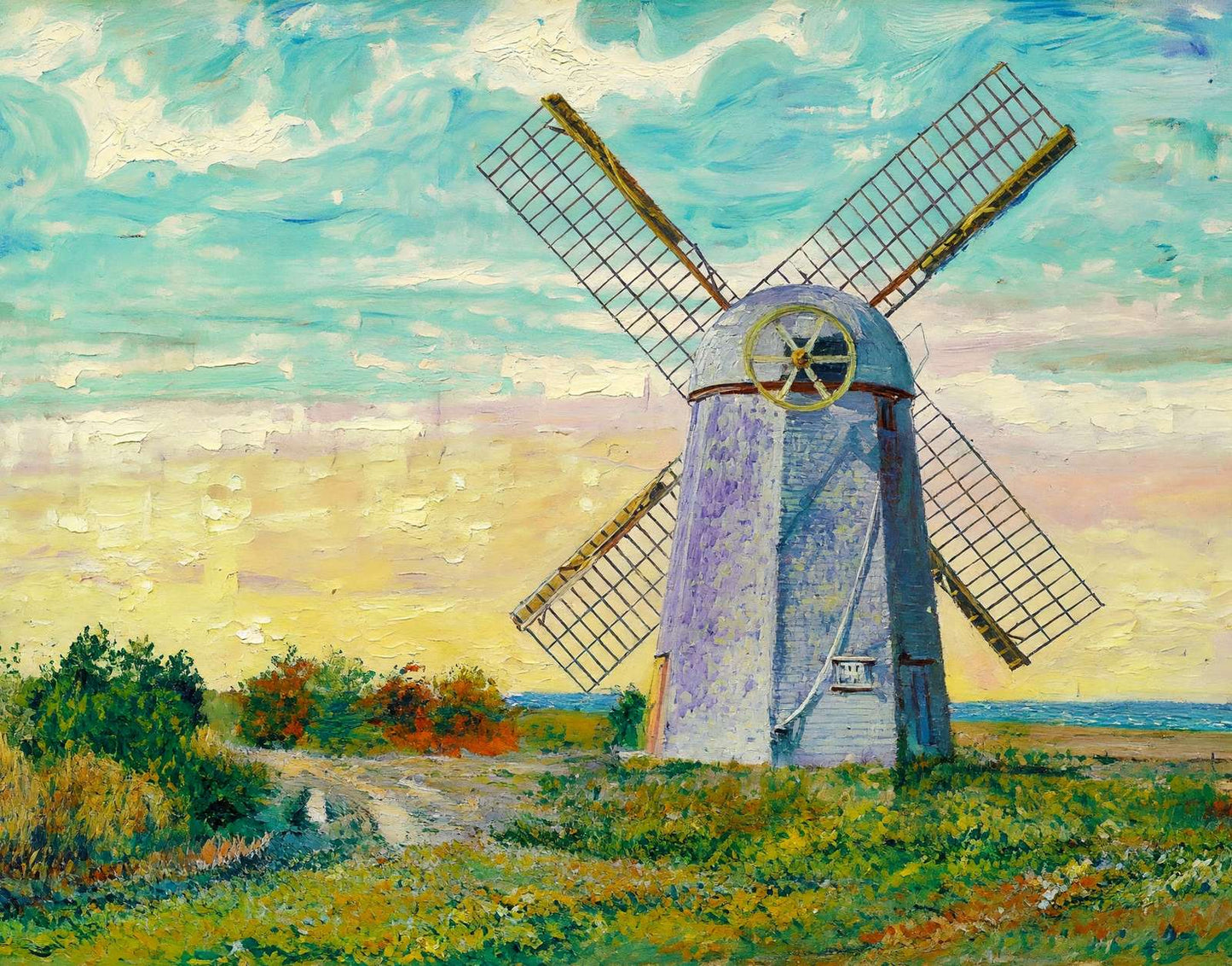 Old Windmill Portsmouth RI in 1907 Restored Art Print (6 Sizes)