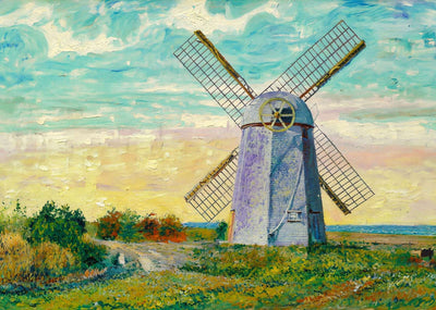 Old Windmill Portsmouth RI in 1907 Restored Art Print (6 Sizes)