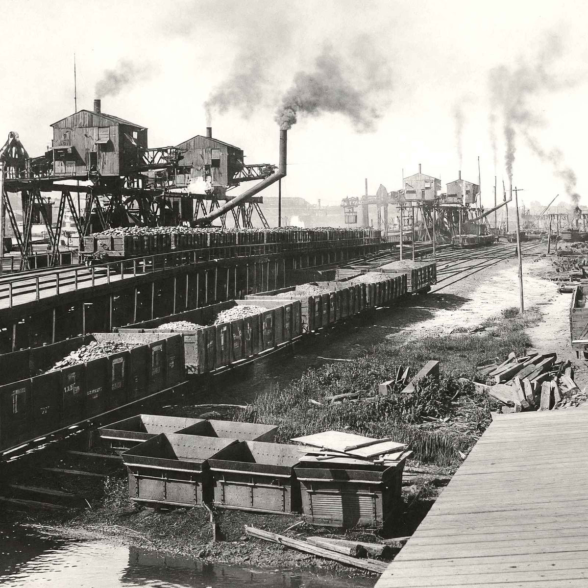 One of the Iron Ore Docks Toledo Ohio in 1905 Restored Photo Print (7 Sizes)